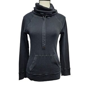 Vintage Lauren Ralph Lauren Green Label 100% Cotton Cowl Neck Hoodie Black Sz M